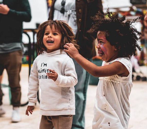 Kids playing at theHUB in Ibiza, Spain