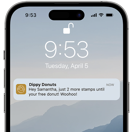 Eine Push-Notification auf einem iPhone mit Apple Wallet