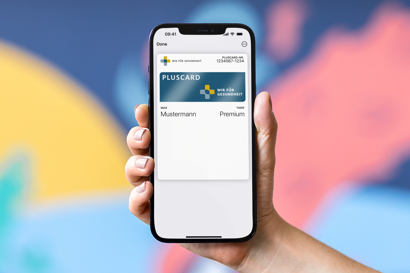 Wir für Gesundheit PlusCard on an iPhone